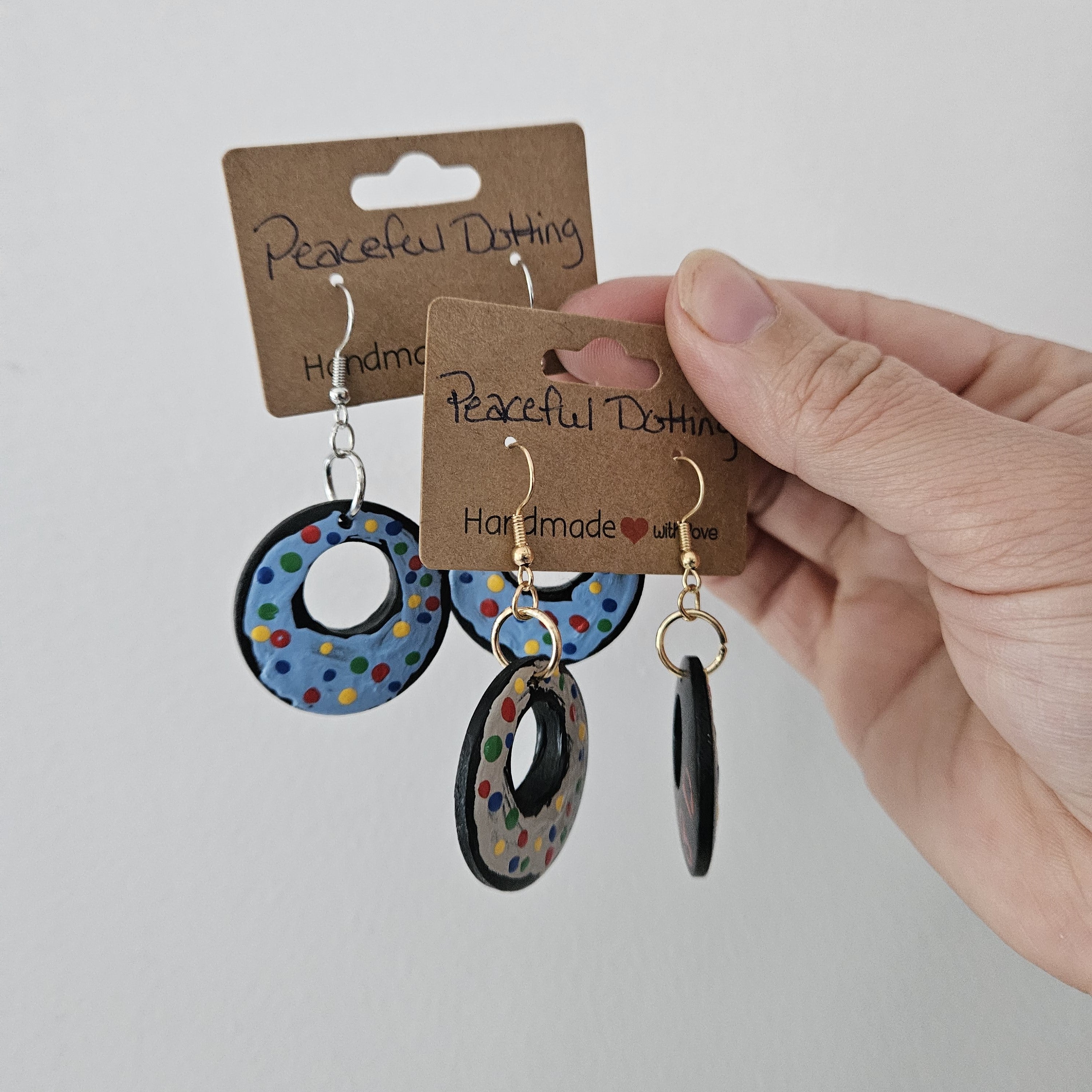 Hand Painted Donut Earrings