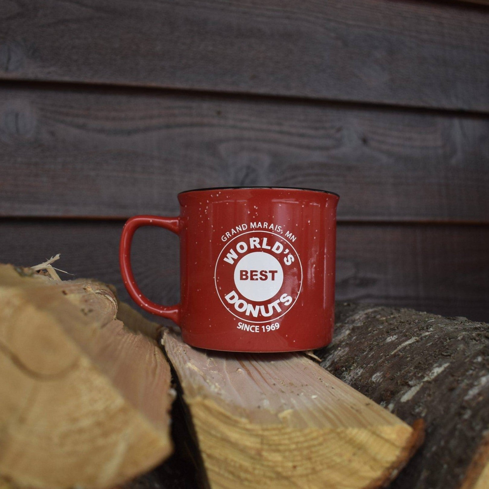 Red Speckled Stoneware Camp Mug